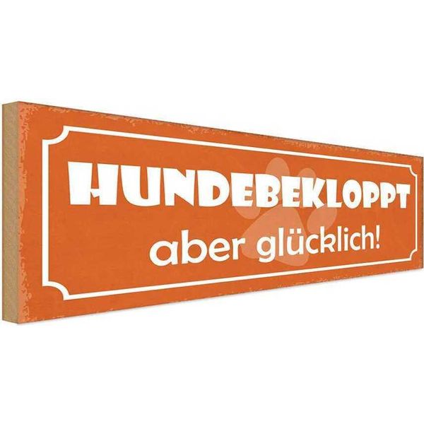 Vianmo Insegna In Legno 10X27 Cm Hundebekloppt Aber GlüCklich-image
