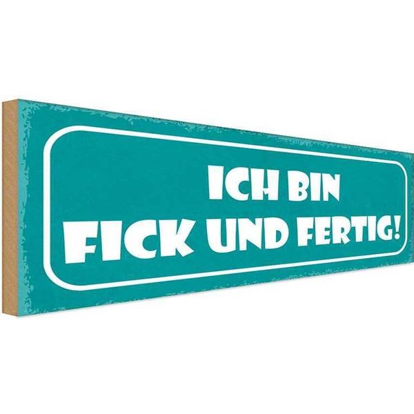 Vianmo Insegna In Legno 10X27 Cm Ich Bin Fick Und Fertig-image