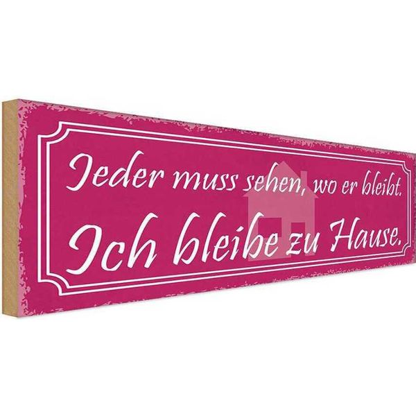 Vianmo Insegna In Legno 10X27 Cm Ich Bleibe Zu Hause-image