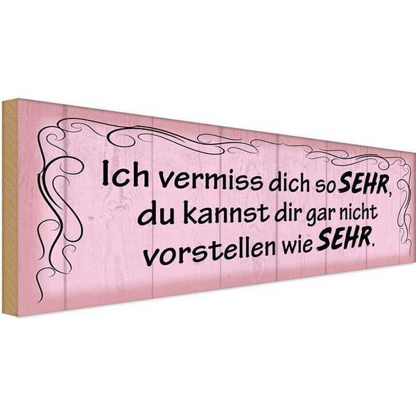 Vianmo Insegna In Legno 10X27 Cm Ich Vermiss Dich So Sehr Wie-image