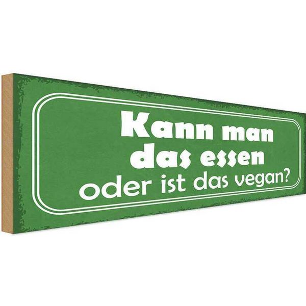 Vianmo Insegna In Legno 10X27 Cm Kann Man Das Essen Oder Vegan-image
