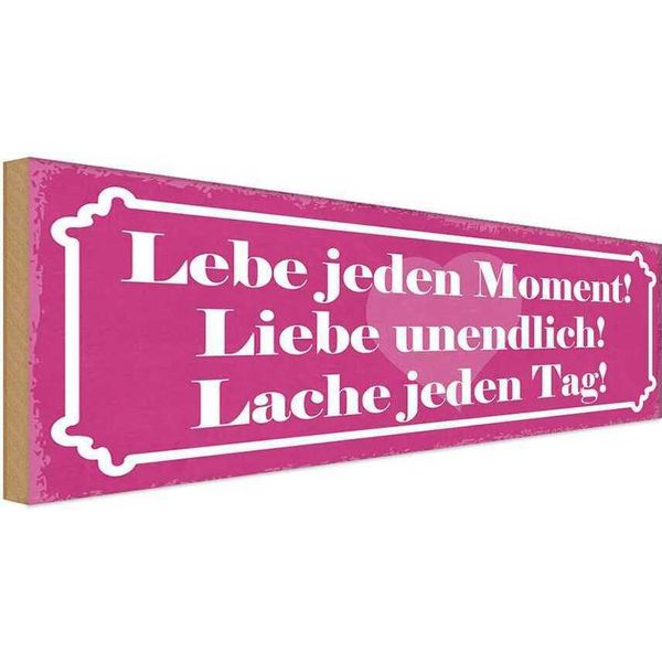 Vianmo Insegna In Legno 10X27 Cm Lebe Jeden Moment Lache Liebe-image