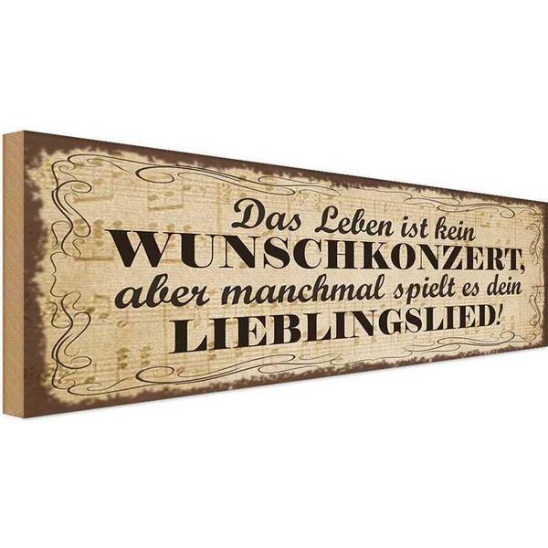 Vianmo Insegna In Legno 10X27 Cm Leben Kein Wunschkonzert Aber-image