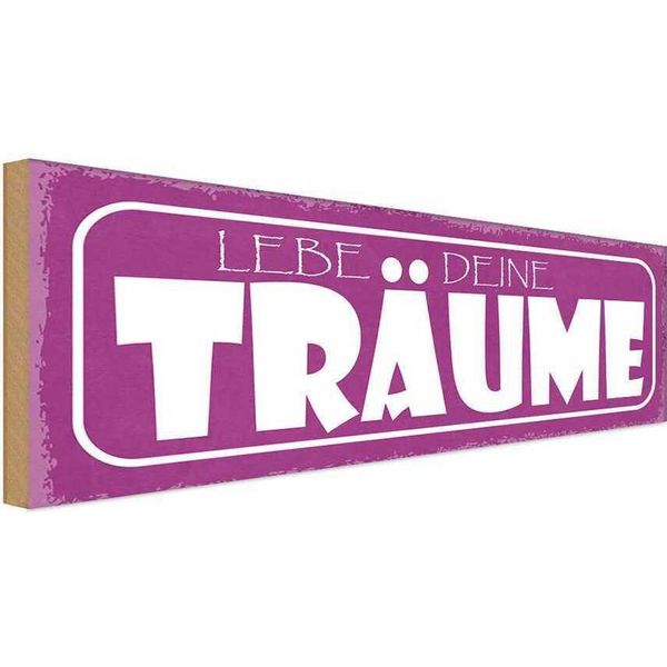 Vianmo Insegna In Legno 10X27 Cm Liebe Deine TräUme-image