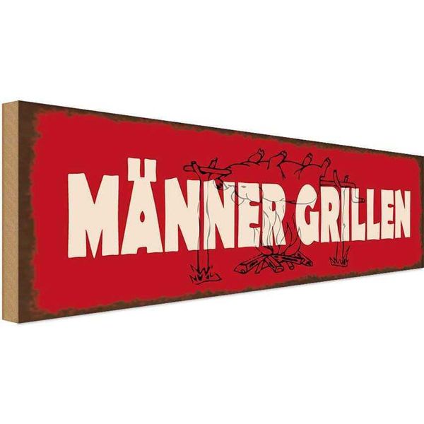 Vianmo Insegna In Legno 10X27 Cm MäNner Grillen-image