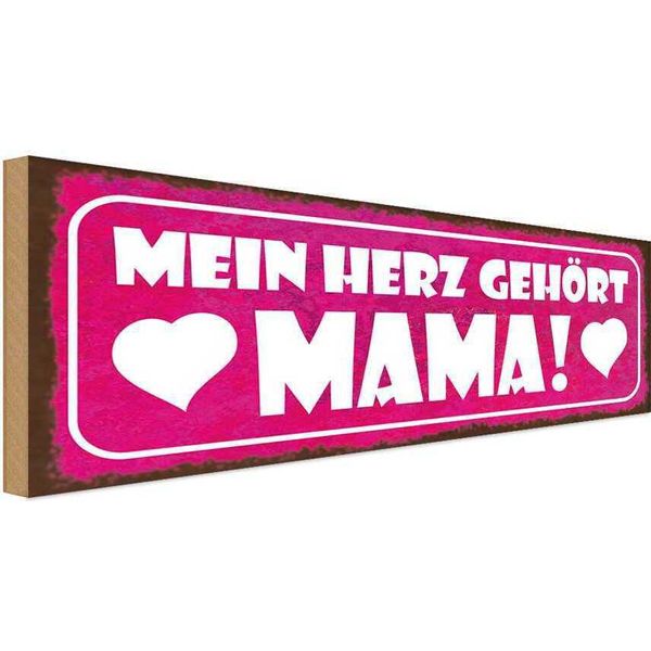 Vianmo Insegna In Legno 10X27 Cm Mein Herz GehöRt Mama-image