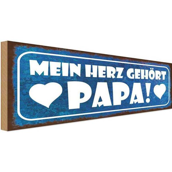 Vianmo Insegna In Legno 10X27 Cm Mein Herz GehöRt Papa-image