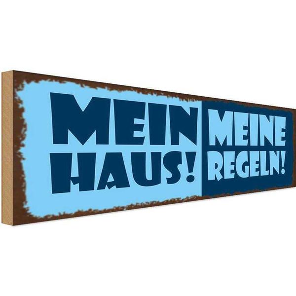 Vianmo Insegna In Legno 10X27 Cm Mein Haus Meine Regeln-image