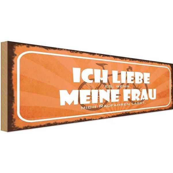 Vianmo Insegna In Legno 10X27 Cm Meine Frau Mich Radfahren LäSst-image