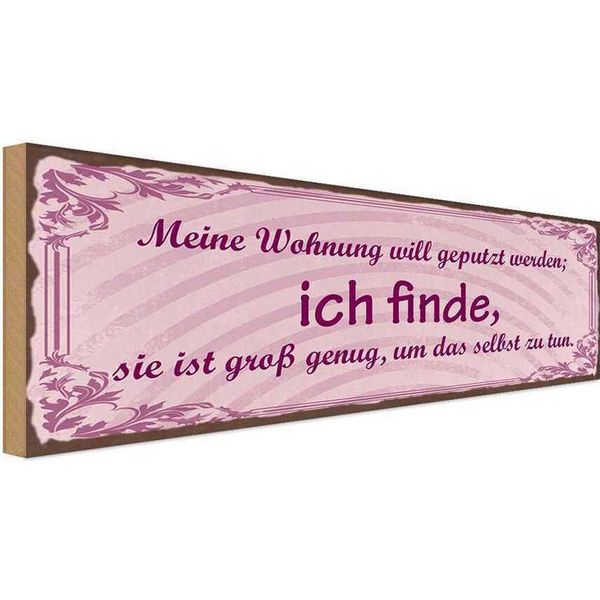 Vianmo Insegna In Legno 10X27 Cm Meine Wohnung Will Geputzt-image