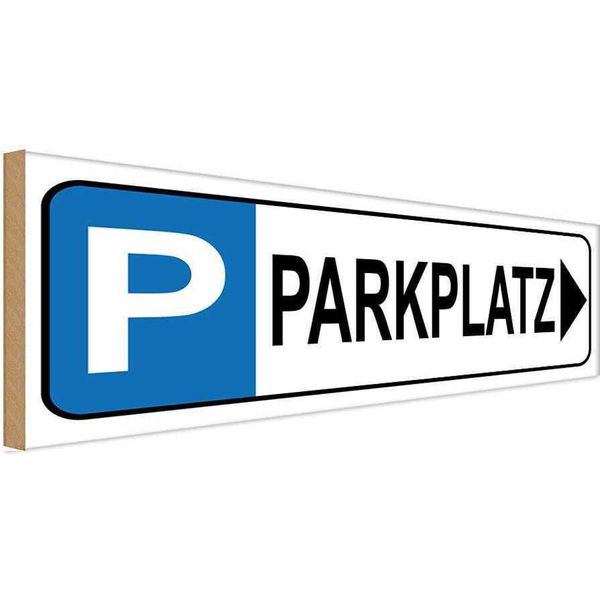 Vianmo Insegna In Legno 10X27 Cm Parkplatz Rechts-image