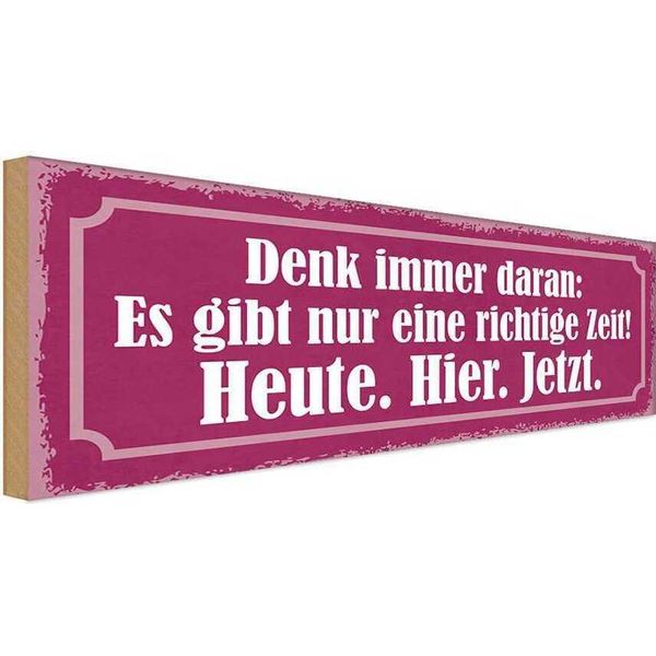 Vianmo Insegna In Legno 10X27 Cm Richtige Zeit Heute Hier Jetzt-image