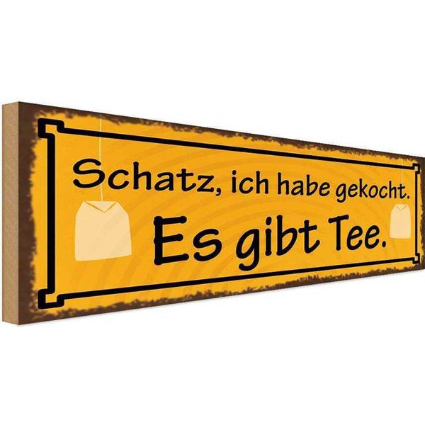 Vianmo Insegna In Legno 10X27 Cm Schatz Ich Gekocht Es Gibt Tee-image