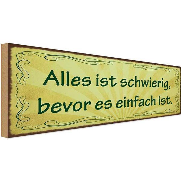 Vianmo Insegna In Legno 10X27 Cm Schwierig Bevor Es Einfach Ist-image