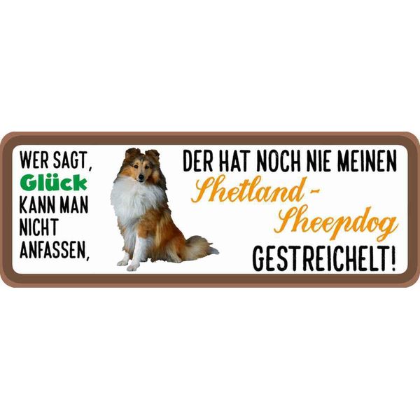 Vianmo Insegna In Legno 10X27 Cm Shetland Sheepdog Hund Gestreichelt-image