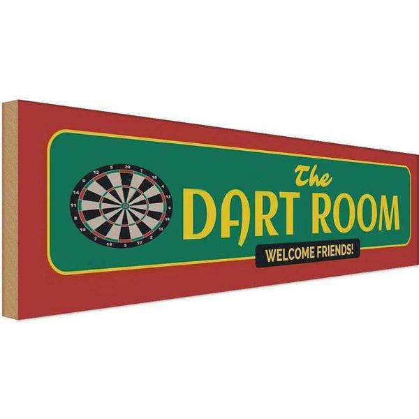 Vianmo Insegna In Legno 10X27 Cm The Dart Room Welcome Friends-image