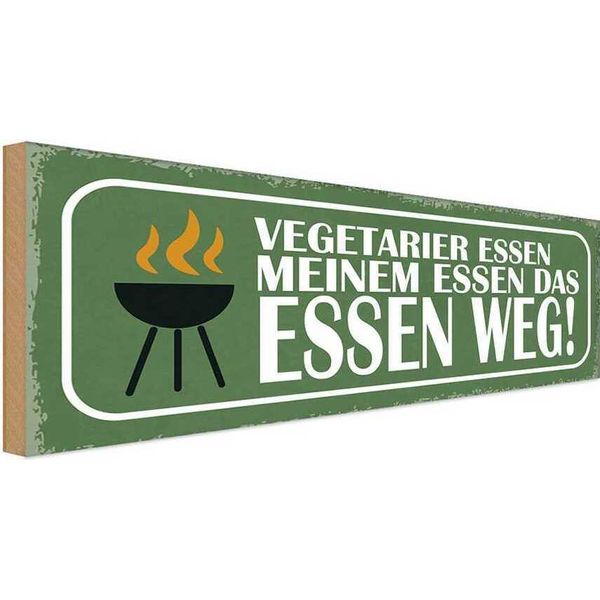 Vianmo Insegna In Legno 10X27 Cm Vegetarier Essen Das Essen Weg-image