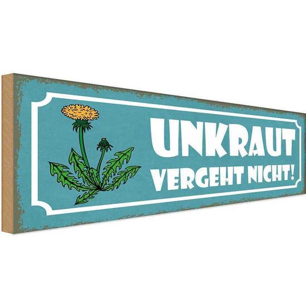 Vianmo Insegna In Legno 10X27 Cm Unkraut Vergeht Nicht Garten-image