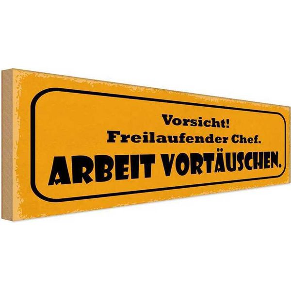 Vianmo Insegna In Legno 10X27 Cm Vorsicht Freilaufebder Chef-image