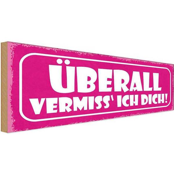 Vianmo Insegna In Legno 10X27 Cm üBerall Vermisse Ich Dich-image