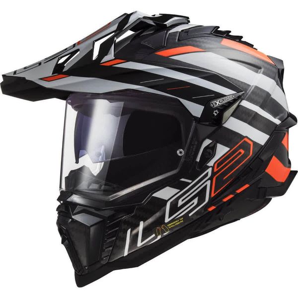 LS2 MX701 Explorer Carbon Edge Motocross Helm, Schwarz/Orange, S (55/56)-image