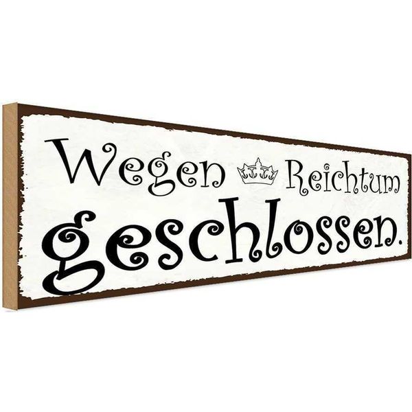 Vianmo Insegna In Legno 10X27 Cm Wegen Reichturm Geschlossen-image