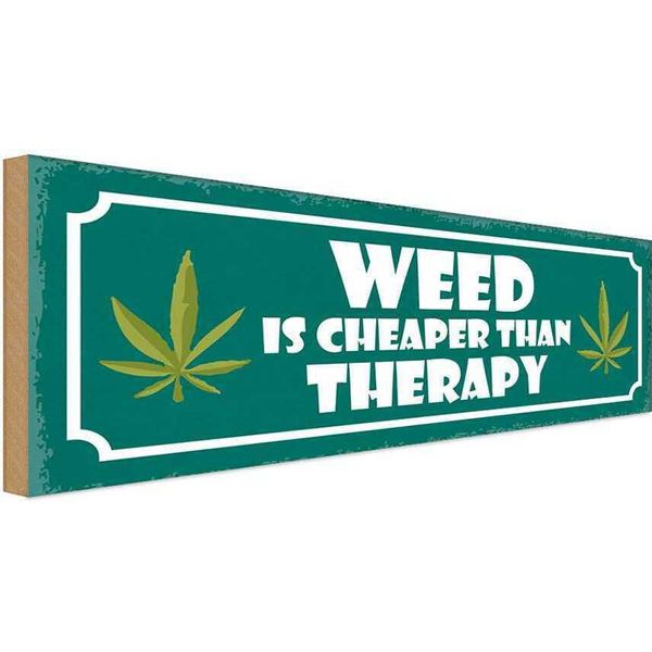 Vianmo Insegna In Legno 10X27 Cm Weed Is Cheaper Than Therapy-image