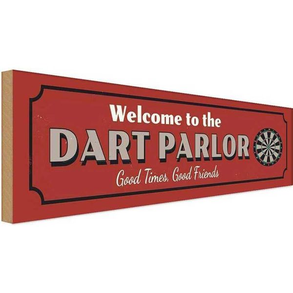 Vianmo Insegna In Legno 10X27 Cm Welcome To The Dart Parlor-image