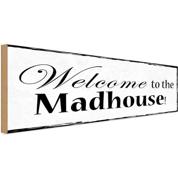 Vianmo Insegna In Legno 10X27 Cm Welcome To The Madhouse-image
