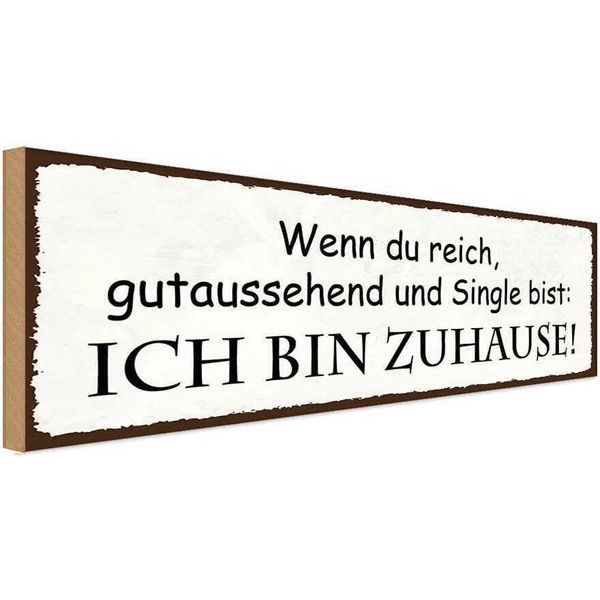 Vianmo Insegna In Legno 10X27 Cm Wenn Du Single Ich Bin Zuhause-image