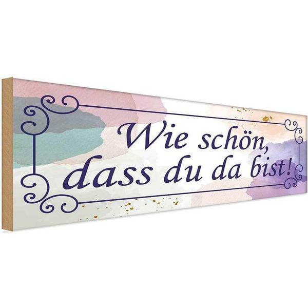 Vianmo Insegna In Legno 10X27 Cm Wie SchöN Dass Du Da Bist-image