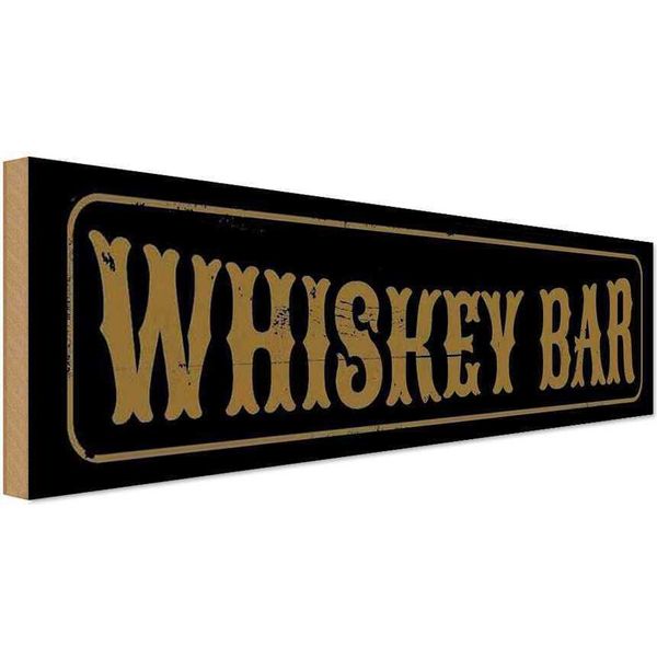 Vianmo Insegna In Legno 10X27 Cm Whiskey Bar Alkohol-image
