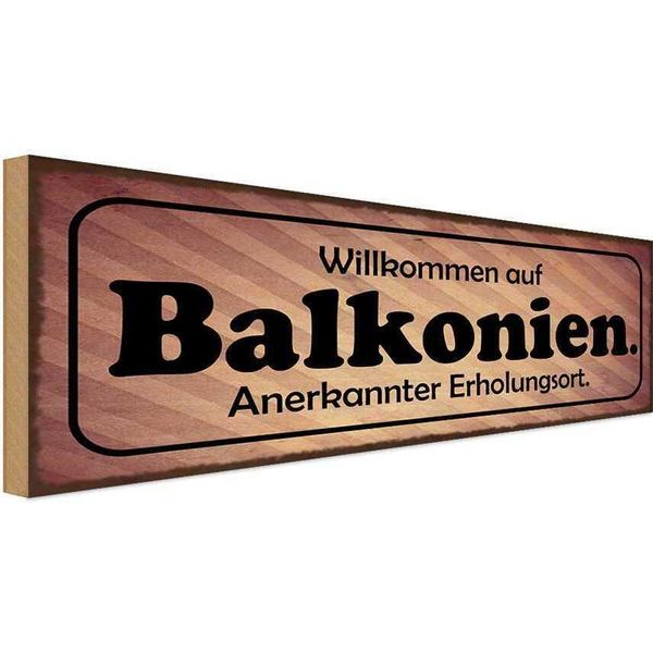 Vianmo Insegna In Legno 10X27 Cm Willkommen Auf Balkonien-image