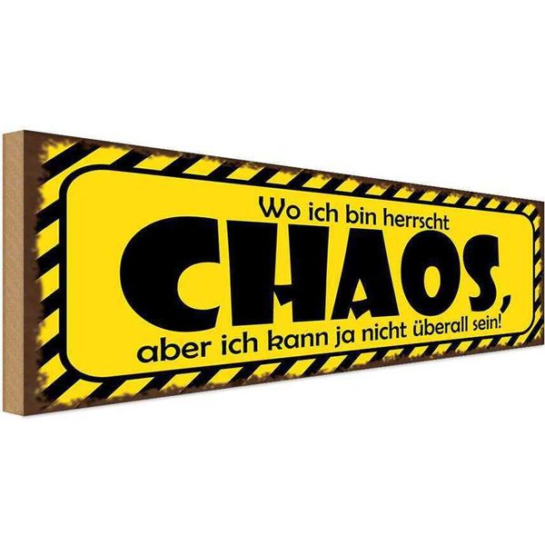 Vianmo Insegna In Legno 10X27 Cm Wo Ich Bin Herrscht Chaos Aber-image