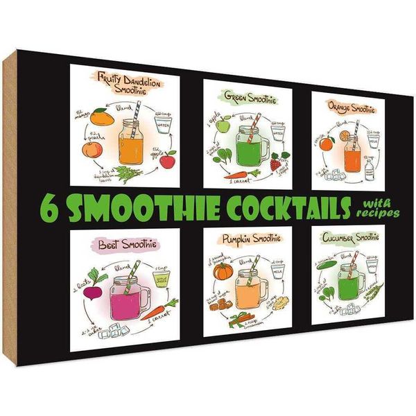 Vianmo Insegna In Legno 30X40 Cm 6 Smoothie Cocktails-image