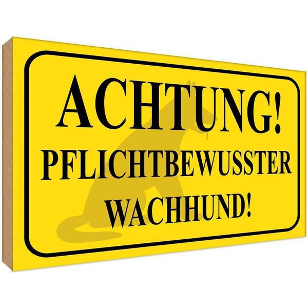 Vianmo Insegna In Legno 30X40 Cm Achtung Wachhund Pflichtbewusst-image