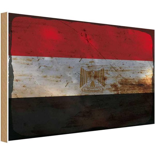 Vianmo Insegna In Legno 30X40 Cm Bandiera ÄGypten Flag Of Egypt-image