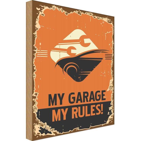 Vianmo Insegna In Legno 40X30 Cm Auto My Garage My Rules-image