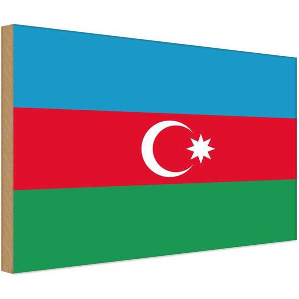 Vianmo Insegna In Legno 30X40 Cm Bandiera Aserbaidschan Flag Of Azerbaijan-image