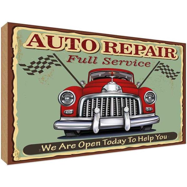 Vianmo Insegna In Legno 30X40 Cm Auto Repair Full Service-image