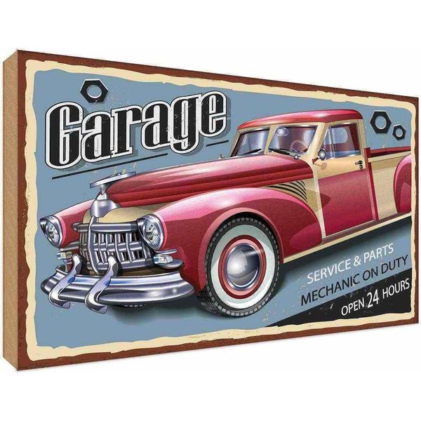 Vianmo Insegna In Legno 30X40 Cm Auto Garage Service Parts Open 24-image