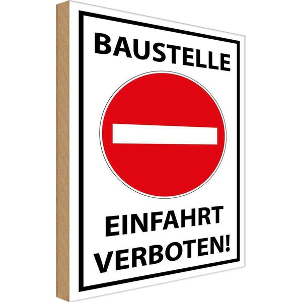Vianmo Insegna In Legno 40X30 Cm Baustelle Einfahrt Verboten-image