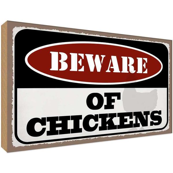 Vianmo Insegna In Legno 30X40 Cm Bewahre Of Chickens-image