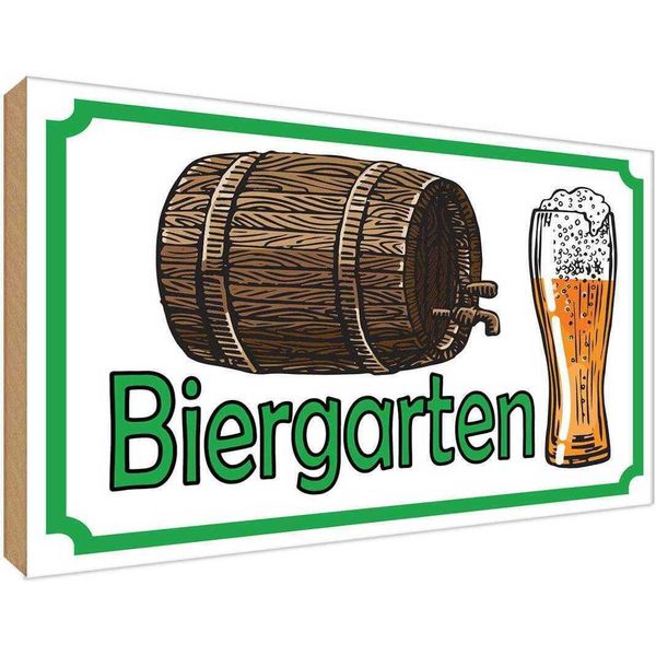 Vianmo Insegna In Legno 30X40 Cm Biergarten Bier Brauerei-image