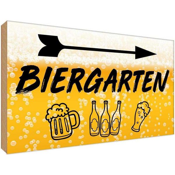 Vianmo Insegna In Legno 30X40 Cm Biergarten Rechts Bier-image