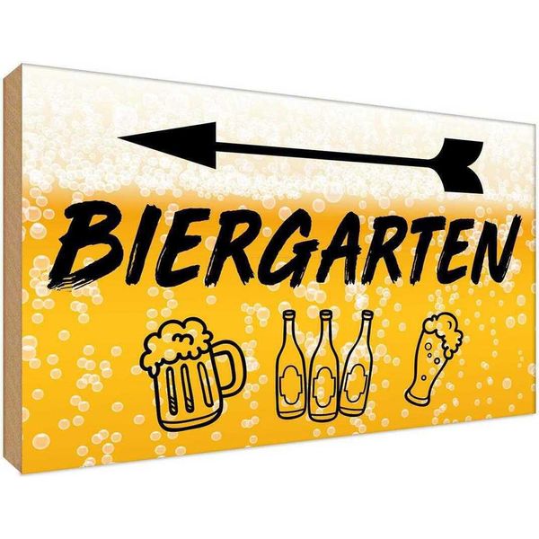 Vianmo Insegna In Legno 30X40 Cm Biergarten Links Bier-image