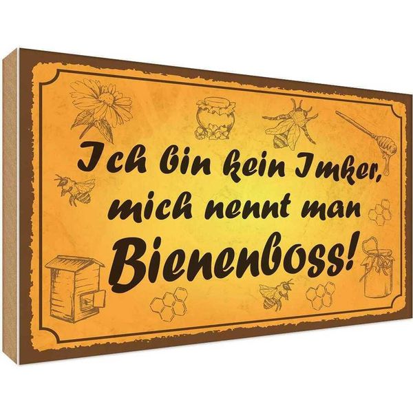 Vianmo Insegna In Legno 30X40 Cm Bin Kein Imker Bienenboss-image