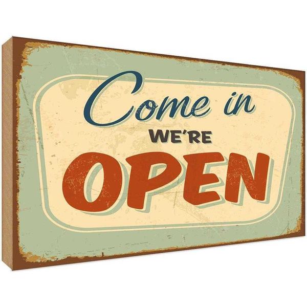 Vianmo Insegna In Legno 30X40 Cm Come In We`Re Open-image