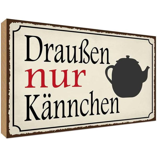 Vianmo Insegna In Legno 30X40 Cm DraußEn Nur KäNnchen Kaffee-image