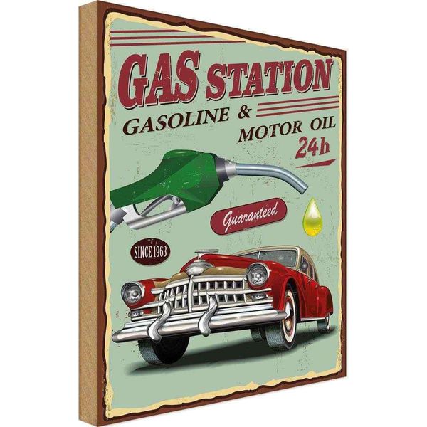 Vianmo Insegna In Legno 40X30 Cm Gas Station Gasoline Motor Oil 24-image